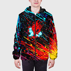 Куртка с капюшоном мужская Cyberpunk 2077 Цветные брызги, цвет: 3D-черный — фото 2