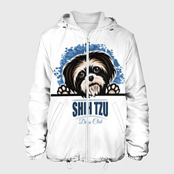 Куртка с капюшоном мужская Ши-Тцу Shih-Tzu, цвет: 3D-белый