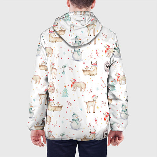 Мужская куртка Паттерн с оленями и медведями / 3D-Черный – фото 4