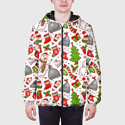 Куртка с капюшоном мужская Новый Год!, цвет: 3D-черный — фото 2