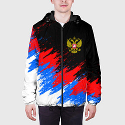 Куртка с капюшоном мужская РОССИЯ, БРЫЗГИ КРАСОК, ТРИКОЛОР, цвет: 3D-черный — фото 2