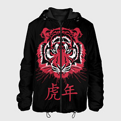 Куртка с капюшоном мужская Год тигра: китайский гороскоп, цвет: 3D-черный