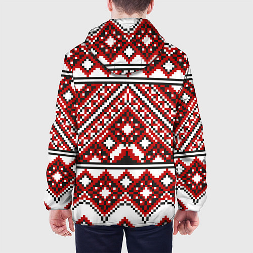 Мужская куртка Русский узор, геометрическая вышивка / 3D-Черный – фото 4