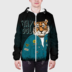 Куртка с капюшоном мужская Крутой фурри тигр, цвет: 3D-белый — фото 2