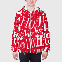 Куртка с капюшоном мужская HO HO HO Новогодняя, цвет: 3D-белый — фото 2