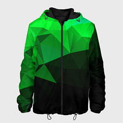 Куртка с капюшоном мужская Изумрудный Зеленый Геометрия, цвет: 3D-черный