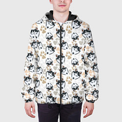 Куртка с капюшоном мужская Собака Сибирский Хаски, цвет: 3D-черный — фото 2