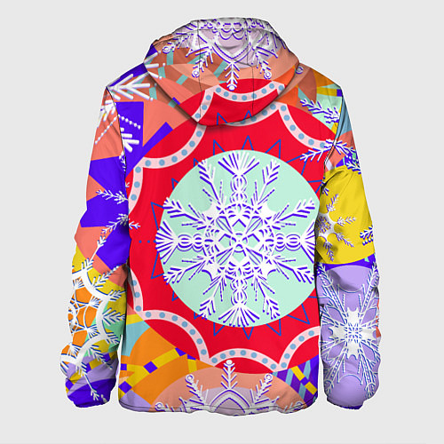 Мужская куртка Яркий абстрактный зимний дизайн из снежинок / 3D-Белый – фото 2