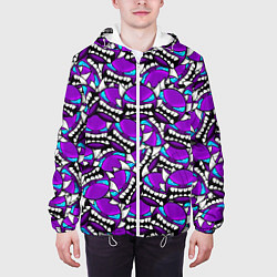 Куртка с капюшоном мужская Geometry Dash: Violet Pattern, цвет: 3D-белый — фото 2