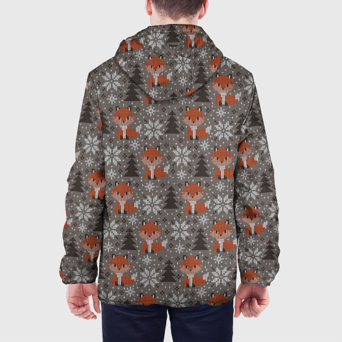 Мужская куртка Вязанные лисички / 3D-Черный – фото 4