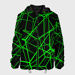 Куртка с капюшоном мужская Зеленые Полигоны Матрица, цвет: 3D-черный