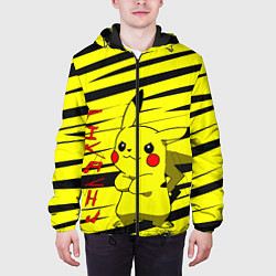 Куртка с капюшоном мужская Пикачу Полосы, цвет: 3D-черный — фото 2