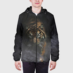 Куртка с капюшоном мужская Тигр в тумане, цвет: 3D-черный — фото 2
