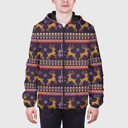 Куртка с капюшоном мужская Новогодний свитер c оленями 2, цвет: 3D-черный — фото 2
