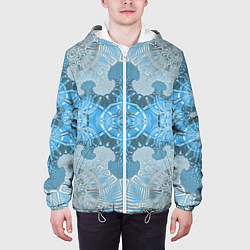 Куртка с капюшоном мужская Коллекция Фрактальная мозаика Голубой 292-6-n, цвет: 3D-белый — фото 2