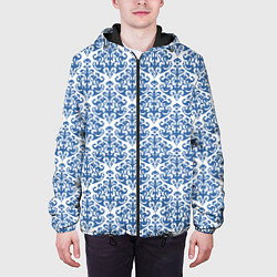 Куртка с капюшоном мужская Зимнее кружевство, цвет: 3D-черный — фото 2