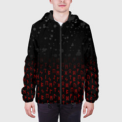 Куртка с капюшоном мужская СЛАВЯНСКИЕ РУНЫ, БРЫЗГИ КРАСОК, цвет: 3D-черный — фото 2