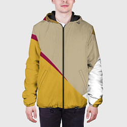 Куртка с капюшоном мужская Линии На бежевом Фоне, цвет: 3D-черный — фото 2