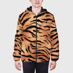 Куртка с капюшоном мужская Шкура тигра текстура, цвет: 3D-черный — фото 2