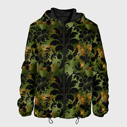 Куртка с капюшоном мужская Темные тропические листья, цвет: 3D-черный