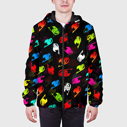 Куртка с капюшоном мужская ХВОСТ ФЕИ ЛОГОБОМБИНГ ЦВЕТНЫЕ СИМВОЛЫ FAIRY TAIL, цвет: 3D-черный — фото 2