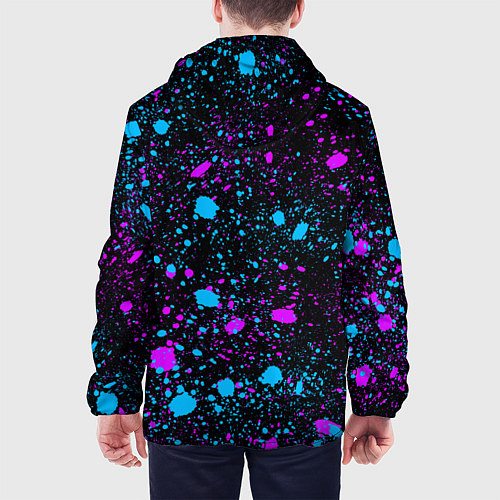 Мужская куртка Брызги неоновые ярких красок / 3D-Черный – фото 4
