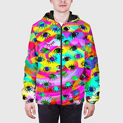 Куртка с капюшоном мужская Психоделические взгляды, цвет: 3D-черный — фото 2