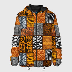 Куртка с капюшоном мужская Тигр, полосы, 2022, цвет: 3D-черный