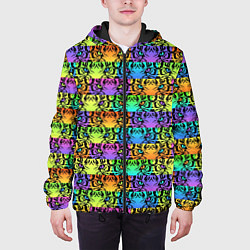 Куртка с капюшоном мужская Радужные Тигровые Глаза, цвет: 3D-черный — фото 2