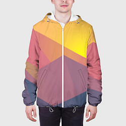 Куртка с капюшоном мужская Рассвет в горах искусства, цвет: 3D-белый — фото 2