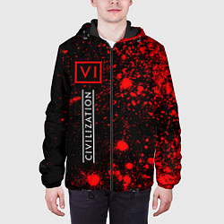 Куртка с капюшоном мужская CIVILIZATION VI Арт По вертикали, цвет: 3D-черный — фото 2