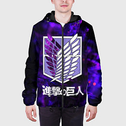 Куртка с капюшоном мужская Логотип Атака Титанов Космос, цвет: 3D-черный — фото 2