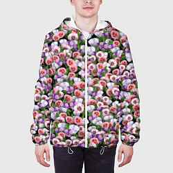 Куртка с капюшоном мужская Чудесные фиалки, цвет: 3D-белый — фото 2