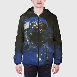 Куртка с капюшоном мужская Ретро Футуризм Cyber, цвет: 3D-черный — фото 2
