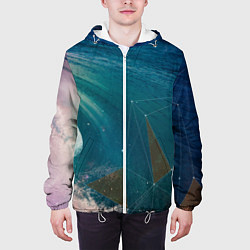 Куртка с капюшоном мужская Геометрия на волне, цвет: 3D-белый — фото 2