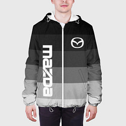 Куртка с капюшоном мужская Мазда, Mazda, Серый градиент, цвет: 3D-белый — фото 2