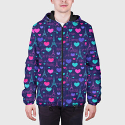 Куртка с капюшоном мужская Город Любви Париж, цвет: 3D-черный — фото 2