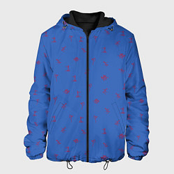 Куртка с капюшоном мужская Зимние виды спорта на синем фоне, цвет: 3D-черный