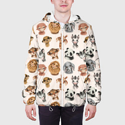Куртка с капюшоном мужская Милые дикие животные, цвет: 3D-белый — фото 2
