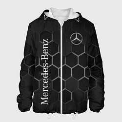 Куртка с капюшоном мужская Mercedes-Benz black соты, цвет: 3D-белый