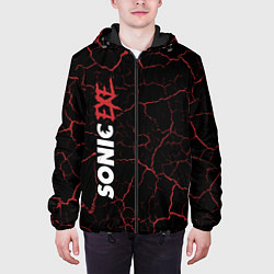 Куртка с капюшоном мужская SONIC EXE - Абстракция По вертикали, цвет: 3D-черный — фото 2