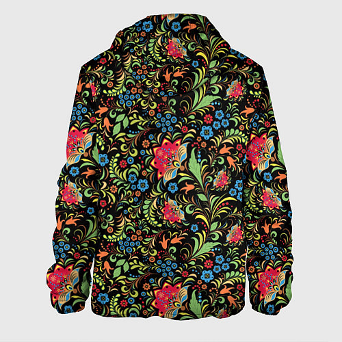 Мужская куртка Цветочный Узор хохлома / 3D-Черный – фото 2