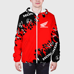 Куртка с капюшоном мужская Honda нарисованный огонь, цвет: 3D-белый — фото 2