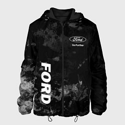 Куртка с капюшоном мужская Ford, Форд, Серый фон, цвет: 3D-черный