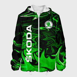 Куртка с капюшоном мужская Skoda green sport, цвет: 3D-белый