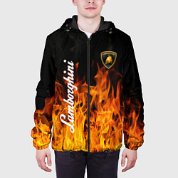 Куртка с капюшоном мужская Lamborghini пламя огня, цвет: 3D-черный — фото 2