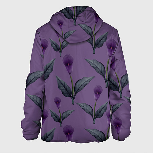 Мужская куртка Фиолетовые каллы с зелеными листьями / 3D-Белый – фото 2