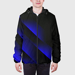 Куртка с капюшоном мужская Blue Fade 3D Синий градиент, цвет: 3D-черный — фото 2