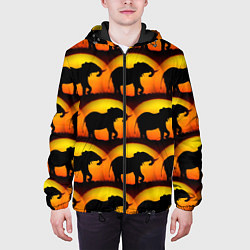 Куртка с капюшоном мужская Силуэт слона паттерн, цвет: 3D-черный — фото 2