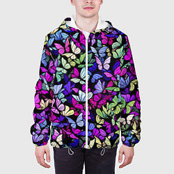 Куртка с капюшоном мужская Витражные бабочки, цвет: 3D-белый — фото 2